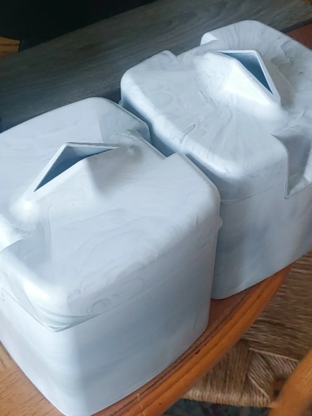 Tissue Caddy Gray Marble Plastic Home Organization Set Of 2